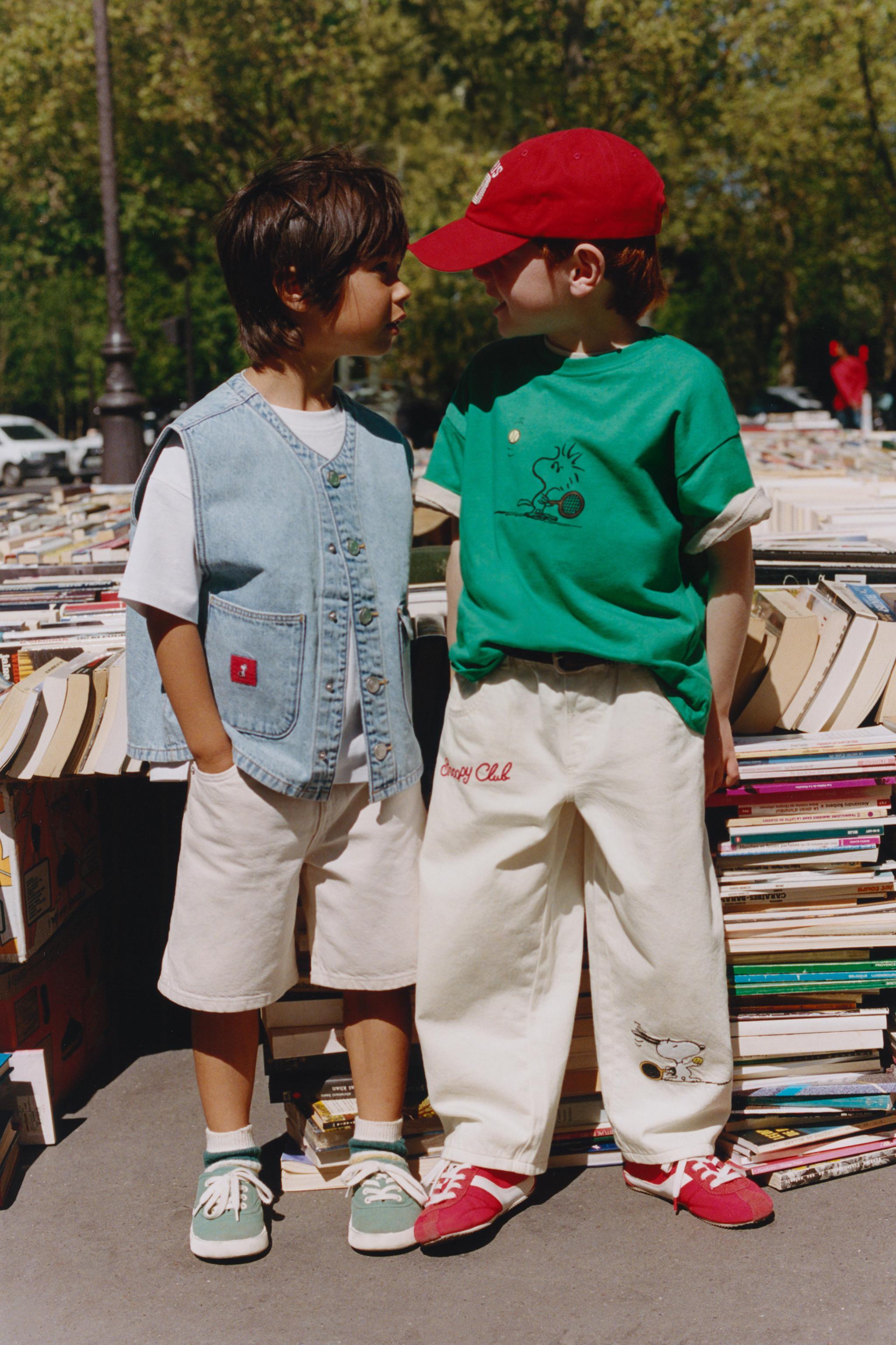 SNOOPY PEANUTS™ EMBROIDERED RELAXED TWILL PANTS